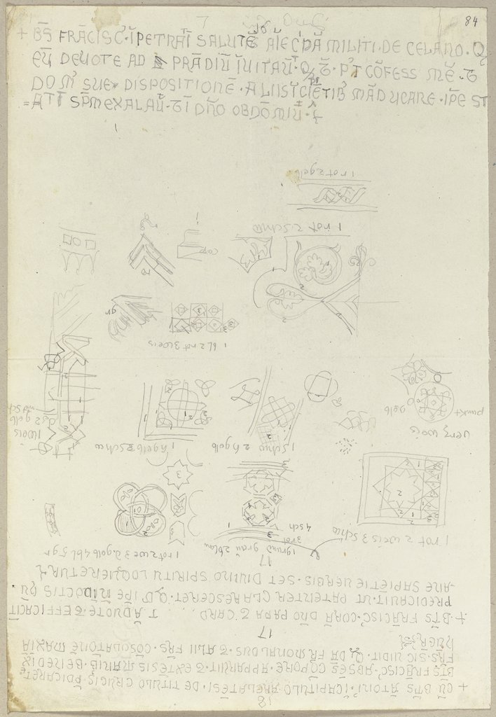 Die Nachschrift einer Inschrift sowie sowie die Nachzeichnung einzelner Ornamente, Johann Anton Ramboux