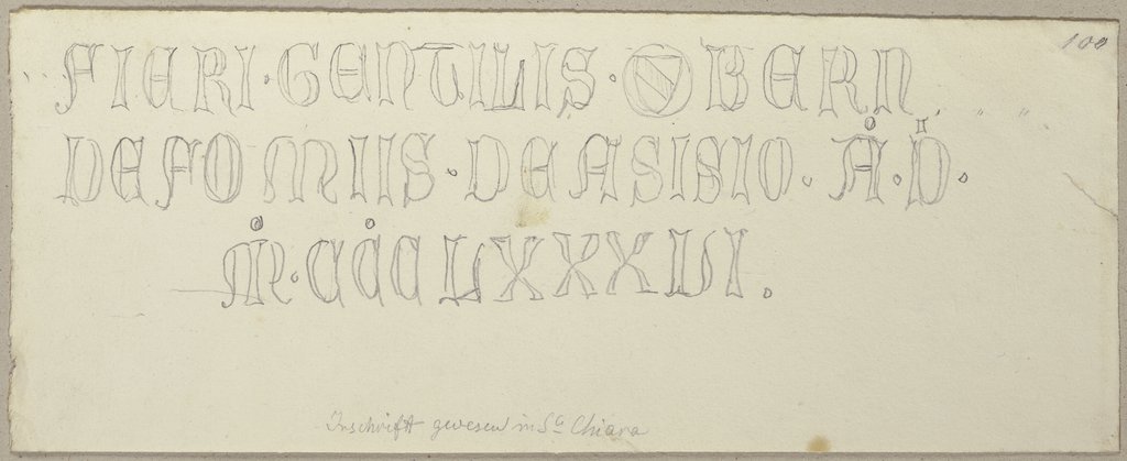 Die Nachschrift einer Inschrift in Santa Chiara (?), Johann Anton Ramboux