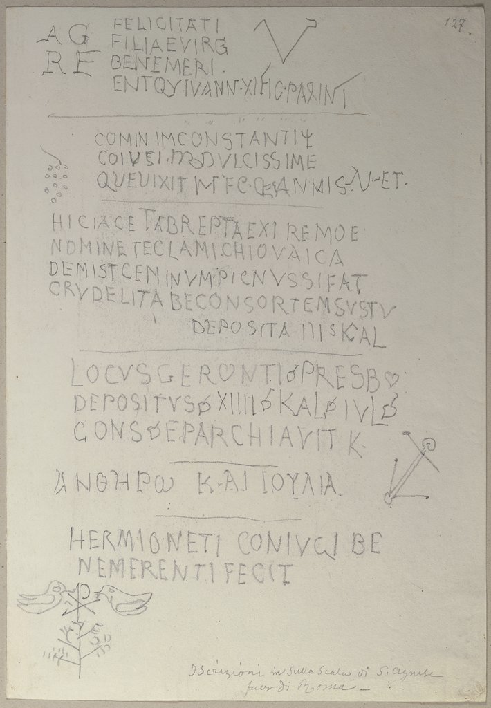 Die Nachschrift einer Inschrift auf der Scala der Basilika Sant'Agnese fuori le Mura in Rom, Johann Anton Ramboux
