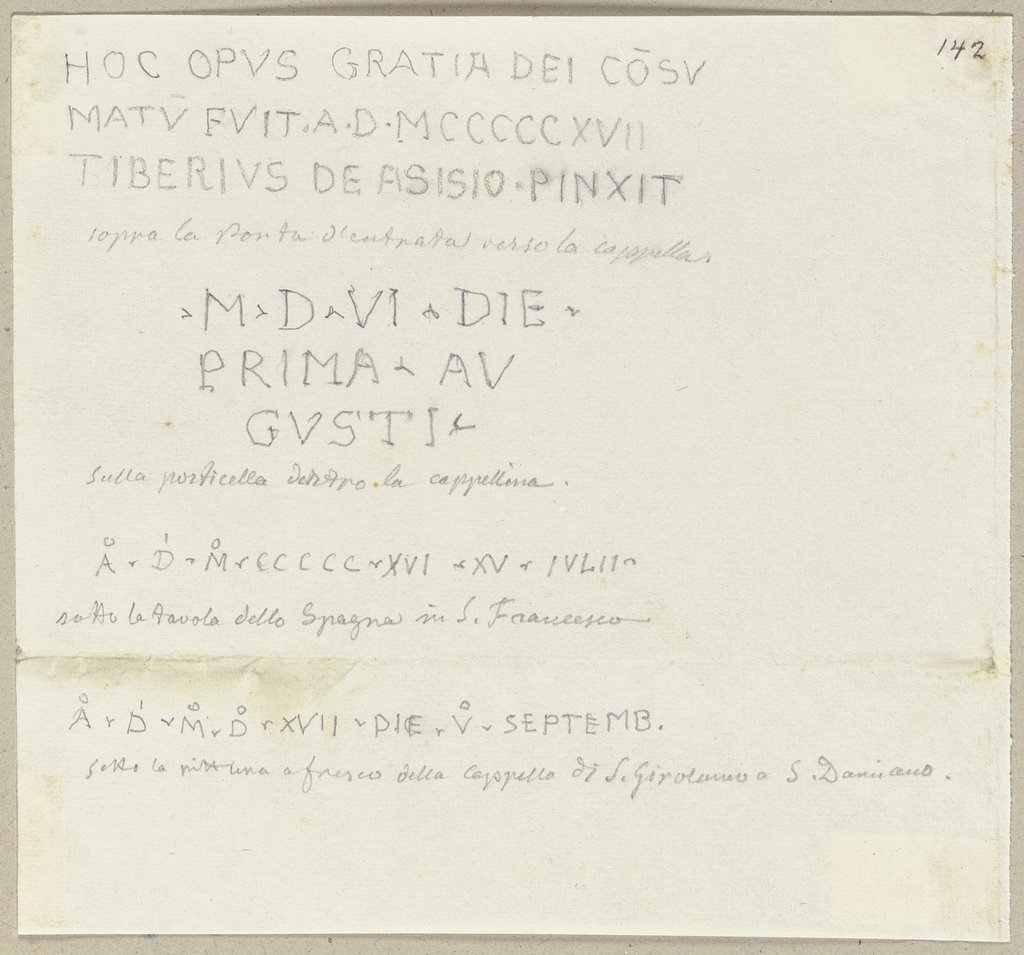 Die Nachschrift verschiedener Inschriften, Johann Anton Ramboux