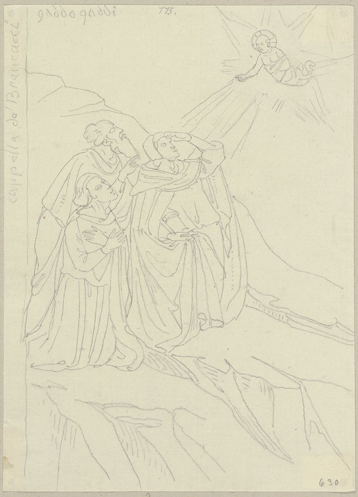Wandgemälde des Gaddo Gaddi in der Brancacci-Kapelle in Santa Maria del Carmine in Florenz (?), Johann Anton Ramboux, after Gaddo Gaddi