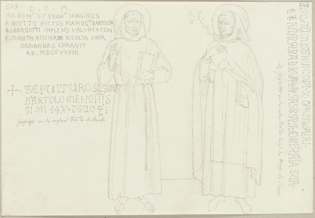 An einem Pfeiler in der Pieve zu Arezzo, Johann Anton Ramboux, after Giotto di Bondone;   ?, after Andrea di Nerio