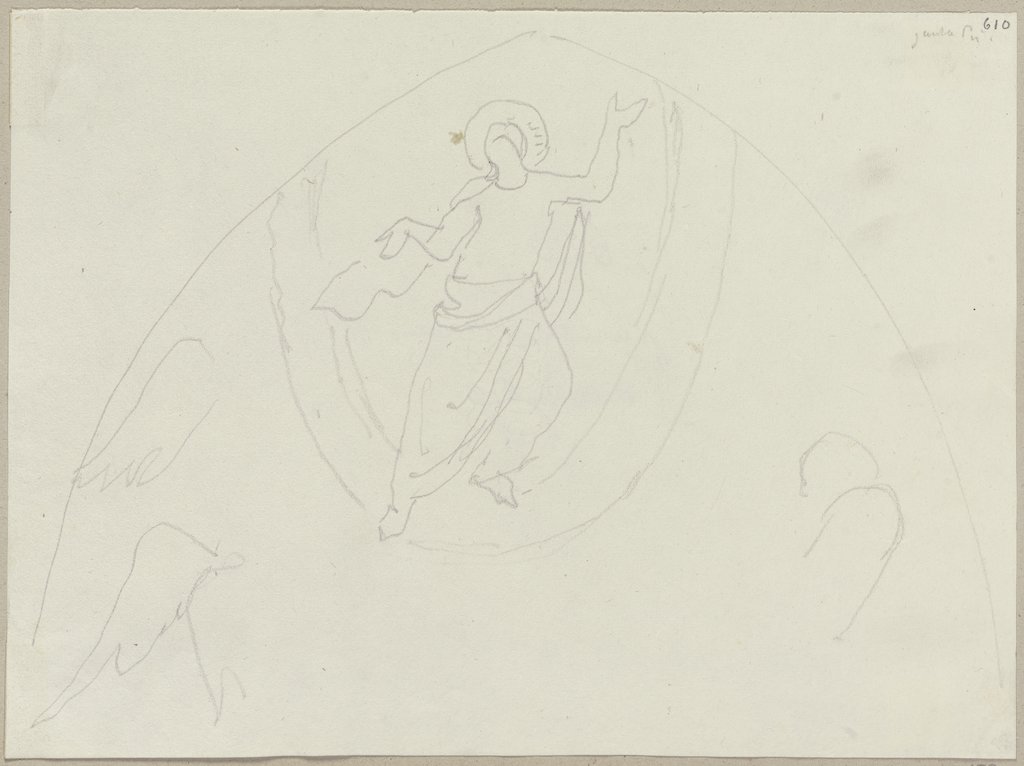 Reste einer Himmelfahrt im oberen Bogen der oberen Kirche San Francesco in Assisi, Johann Anton Ramboux, nach Giunta Pisano;   ?
