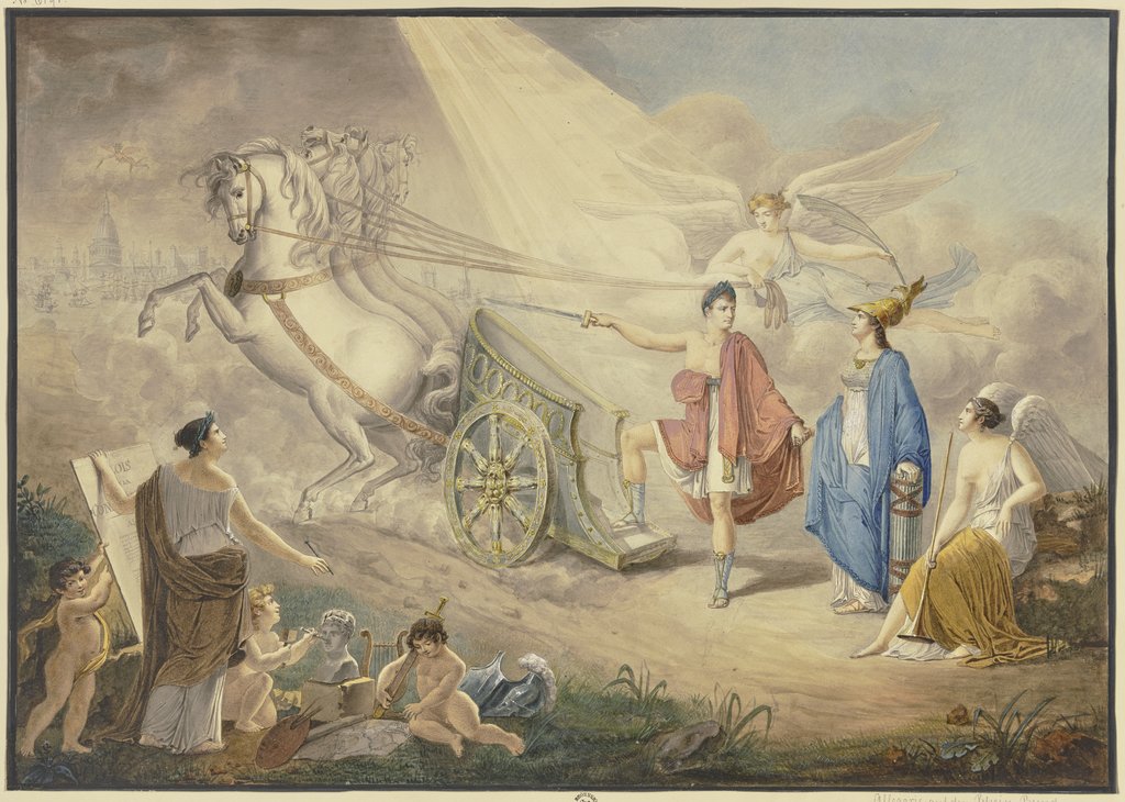 Allegorie auf die Confédération Rhenane oder besser auf das Lager von Boulogne und die beabsichtigte Invasion in England, Charles Johannot