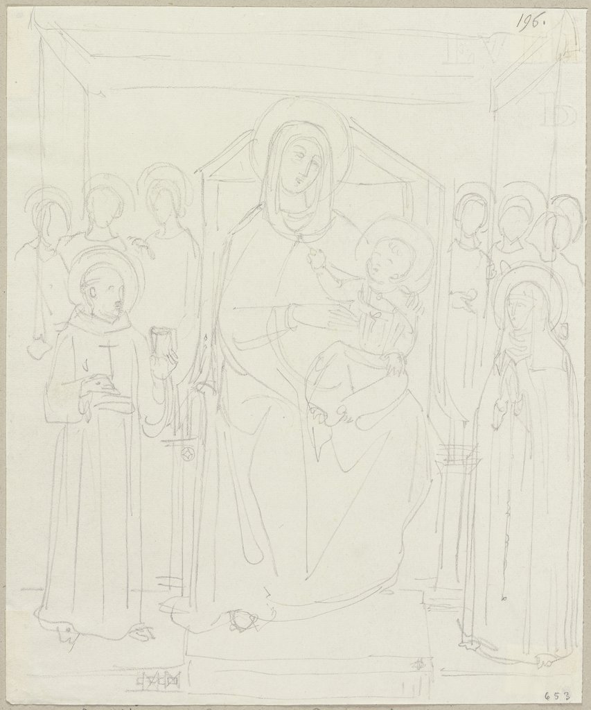 Thronende Madonna mit dem Kind, Johann Anton Ramboux, after Giotto di Bondone;  school