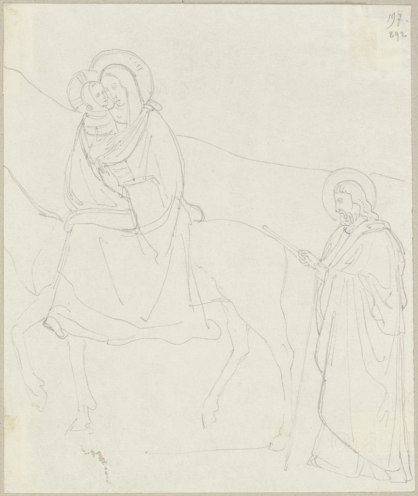 Die Flucht nach Ägypten, Johann Anton Ramboux, nach Giotto di Bondone;   ?