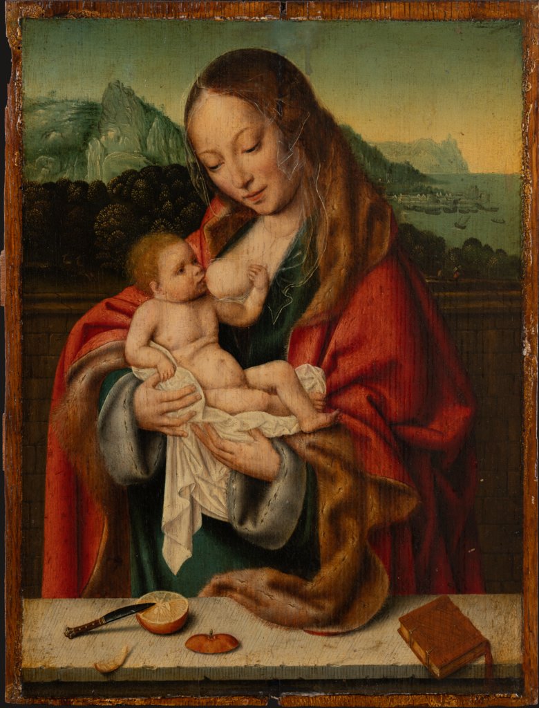 Madonna mit Kind vor einer Landschaft, Antwerpener (?) Meister um 1525