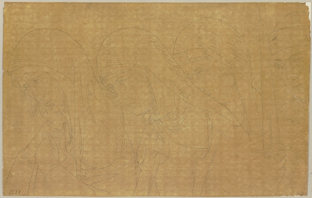 Detail aus dem Freskenzyklus zum Leben des Heiligen Franziskus von Giotto und seinen Schülern im Hauptschiff der oberen Kirche von San Francesco in Assisi, Johann Anton Ramboux, nach Giotto di Bondone, nach Giotto di Bondone;  Schule
