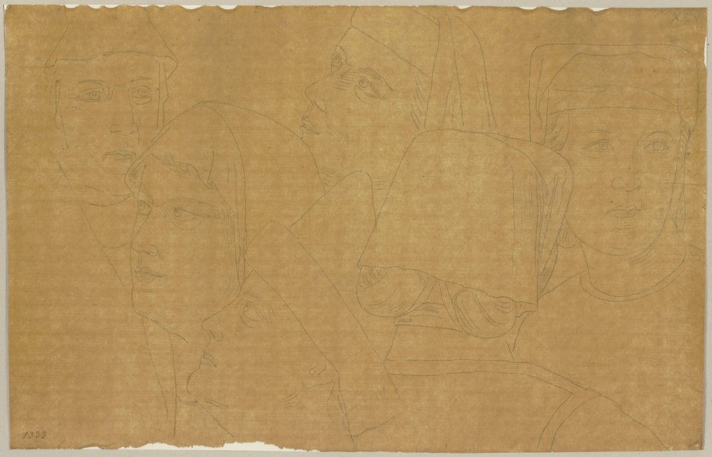 Detail aus dem Freskenzyklus zum Leben des Heiligen Franziskus von Giotto und seinen Schülern im Hauptschiff der oberen Kirche von San Francesco in Assisi, Johann Anton Ramboux, after Giotto di Bondone, after Giotto di Bondone;  school