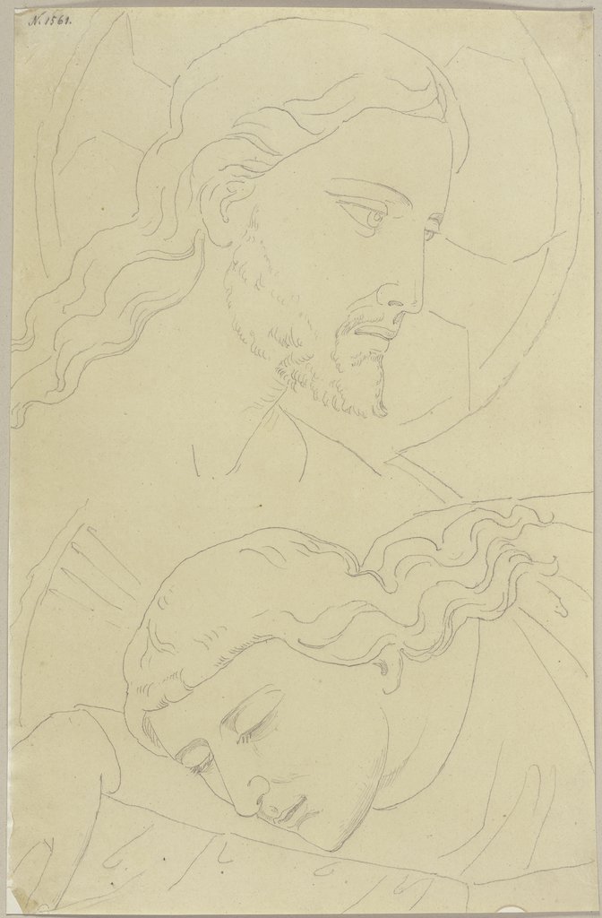 Eine Darstellung Jesu mit Johannes aus einer Kapelle des Klosters San Francesco in Pisa, Johann Anton Ramboux, nach Taddeo Gaddi