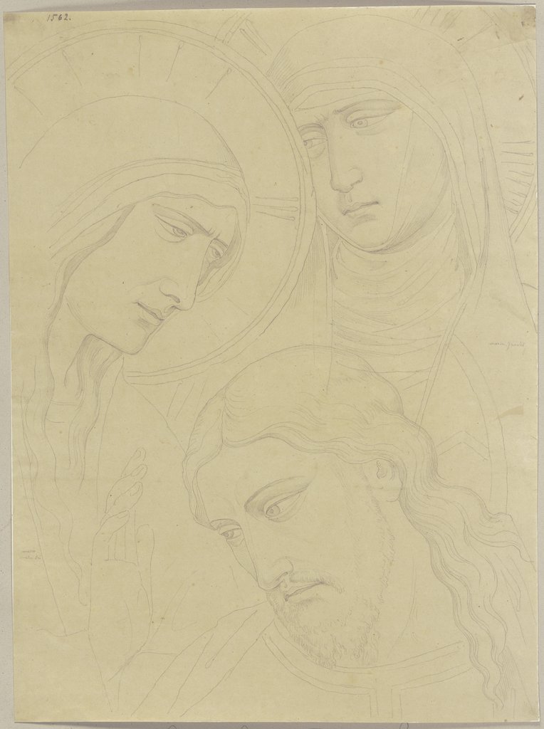 Eine Darstellung Jesu mit Maria und Magdalena aus einer Kapelle des Klosters San Francesco in Pisa, Johann Anton Ramboux, after Taddeo Gaddi
