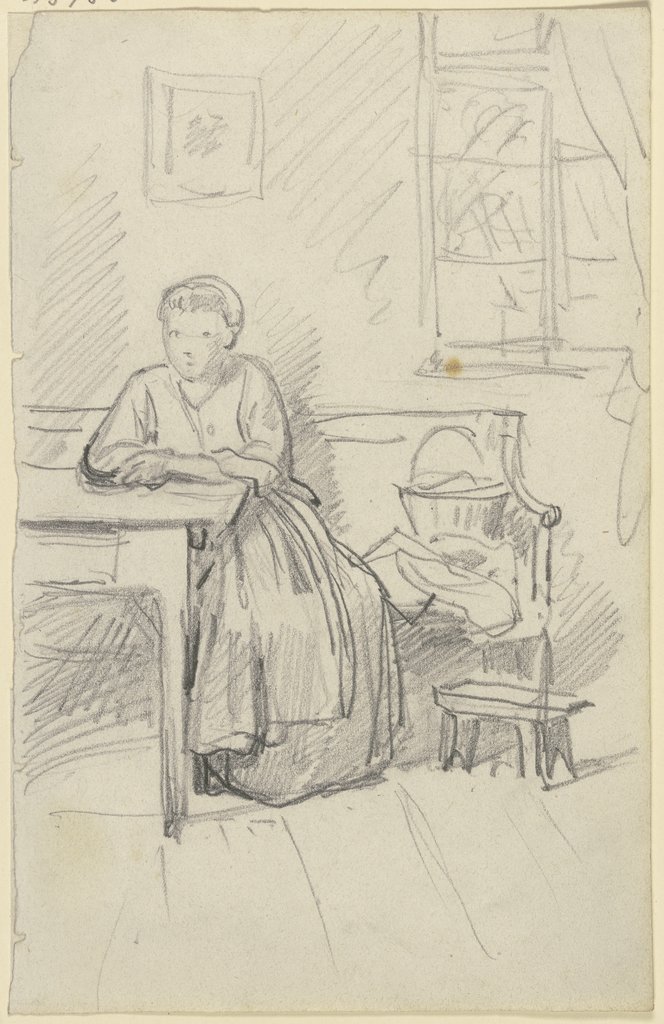 Woman sitting at a table, Philipp Rumpf