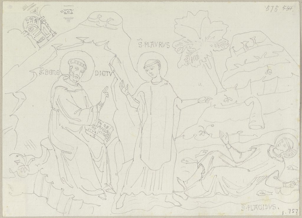 Wie Placidus von Subiaco in den See fällt, aus der unteren Kirche von San Benedetto, Johann Anton Ramboux