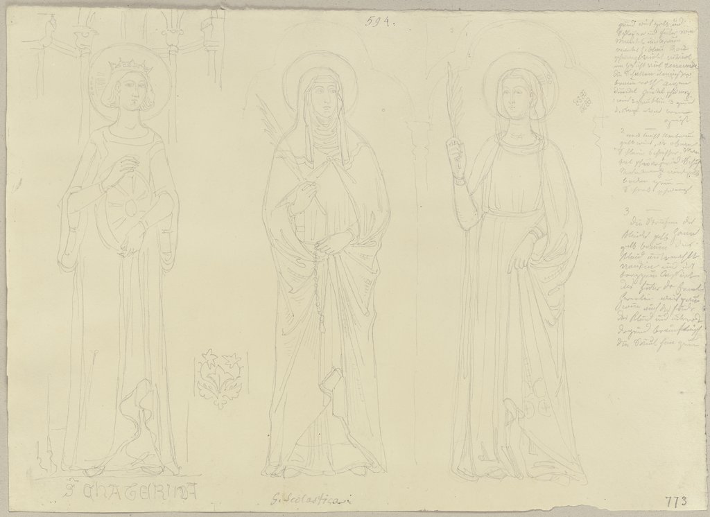Darstellungen an den Pfeilern der unteren Kirche von San Benedetto, Johann Anton Ramboux
