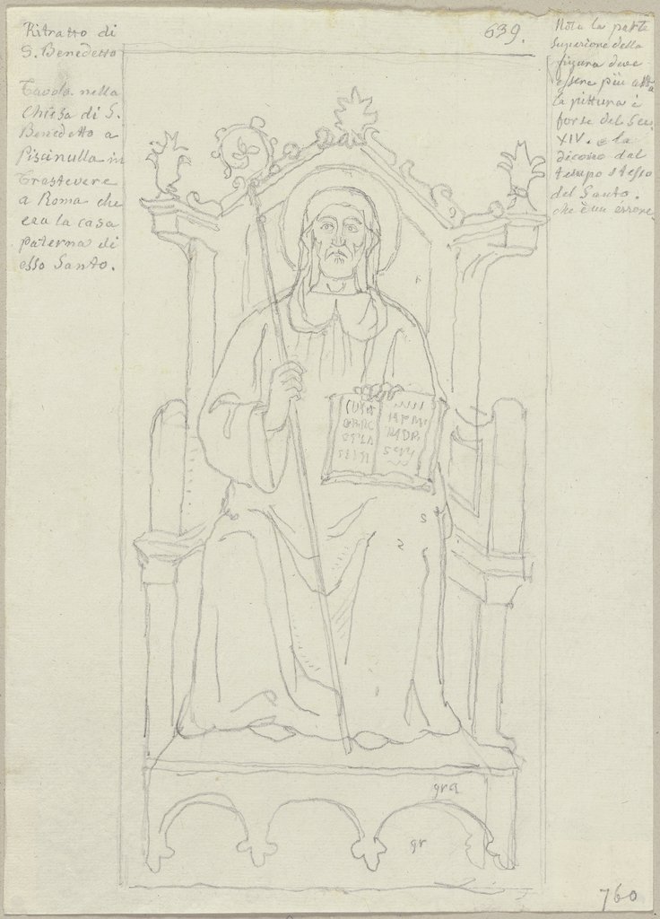 Benedikt von Nursia auf dem Lehrstuhl in San Benedetto in Piscinula in Trastevere zu Rom, Johann Anton Ramboux