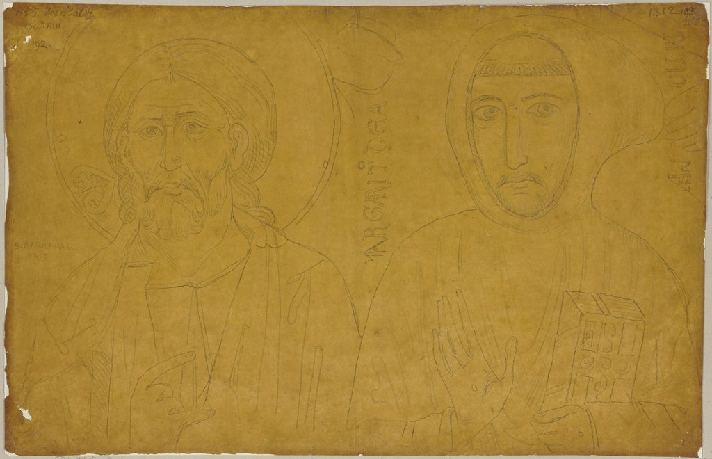 Links: von Dieti Salvi XIII Jahrhundert, rechts: S. Franciscus von Margaritone, Johann Anton Ramboux, nach Diotisalvi di Speme, nach Margaritone d'Arezzo