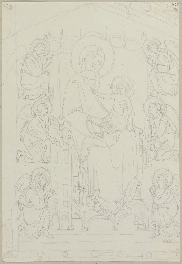 Tafel des Cimabue in einer Kapelle von Santa Maria Novella zu Florenz, Johann Anton Ramboux, nach Cimabue