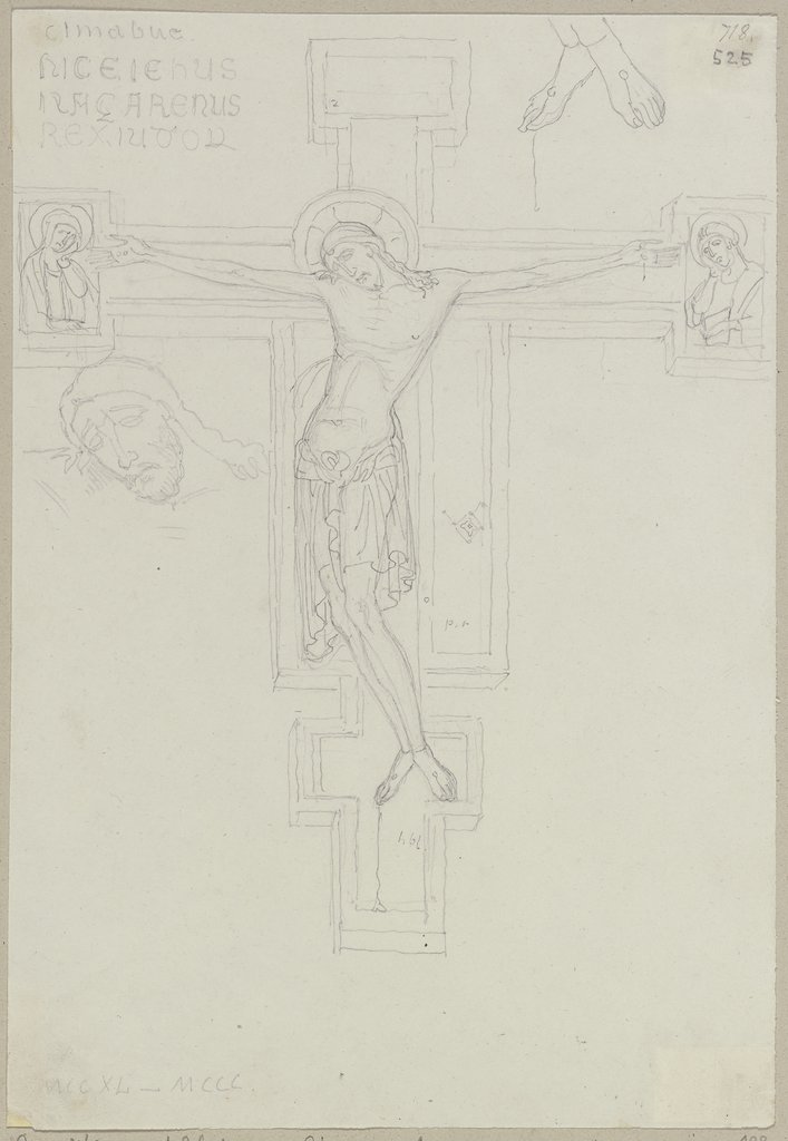 Kruzifix auf Holz von Cimabue, ehemals im Kreuzgang von Santa Croce, jetzt in der Sakristei daselbst in Florenz, Johann Anton Ramboux, nach Cimabue