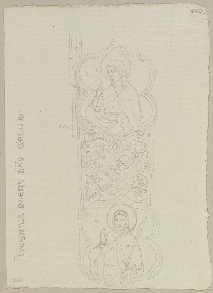 Teile der Verzierungen in dem Langschiff der oberen Kirche von San Francesco in Assisi von Cimabue, Johann Anton Ramboux, nach Cimabue