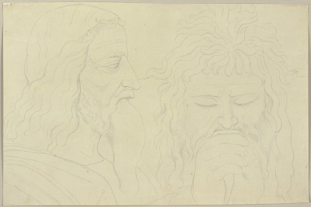 Heads of two bearded men, Johann Anton Ramboux