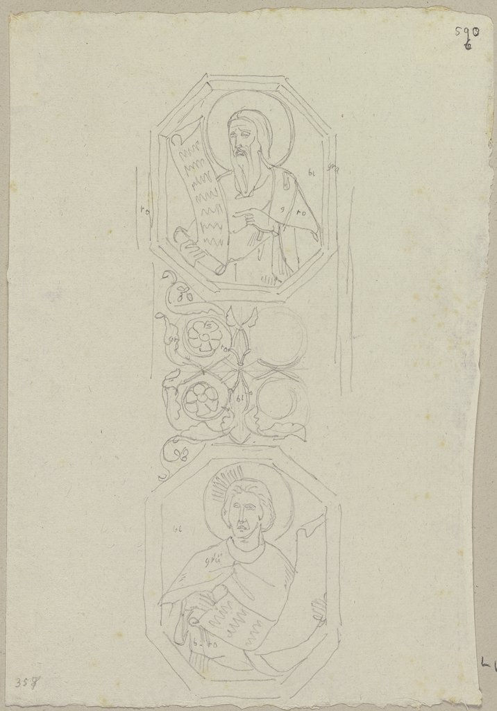 Aus den Verzierungen des Langschiffs der oberen Kirche von San Francesco in Assisi, Johann Anton Ramboux, nach Cimabue