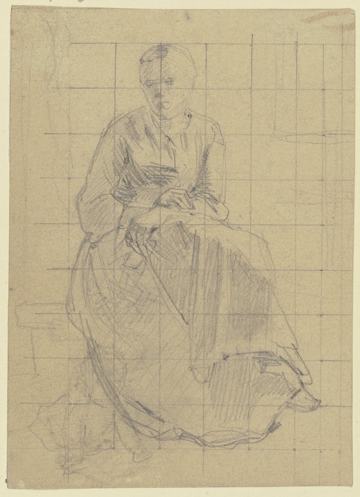 Sitzende Frau, die Hände in den Schoß gelegt, Philipp Rumpf