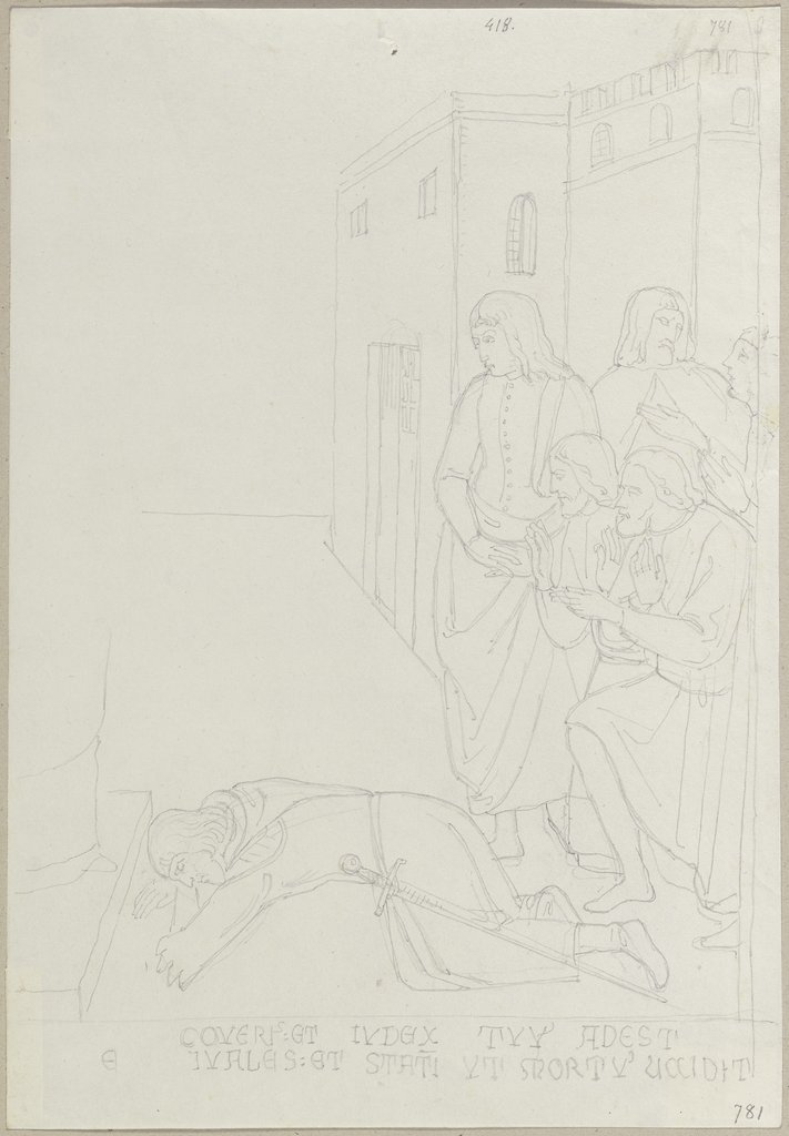 Darstellung von dem Fall eines Götzenbildes, welcher in S. Angelo bei Orvieto vorgefallen sein soll, an den Wänden der Kapelle del S. Corporale im Dom zu Orvieto, Johann Anton Ramboux