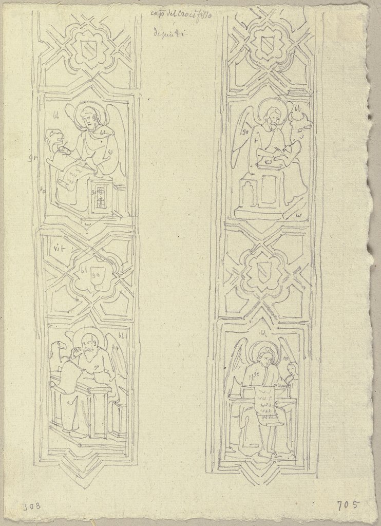 An den Fenstergurten der Kapelle der heiligen Katharina in S. Francesco zu Assisi, Johann Anton Ramboux, nach Pace da Faenza