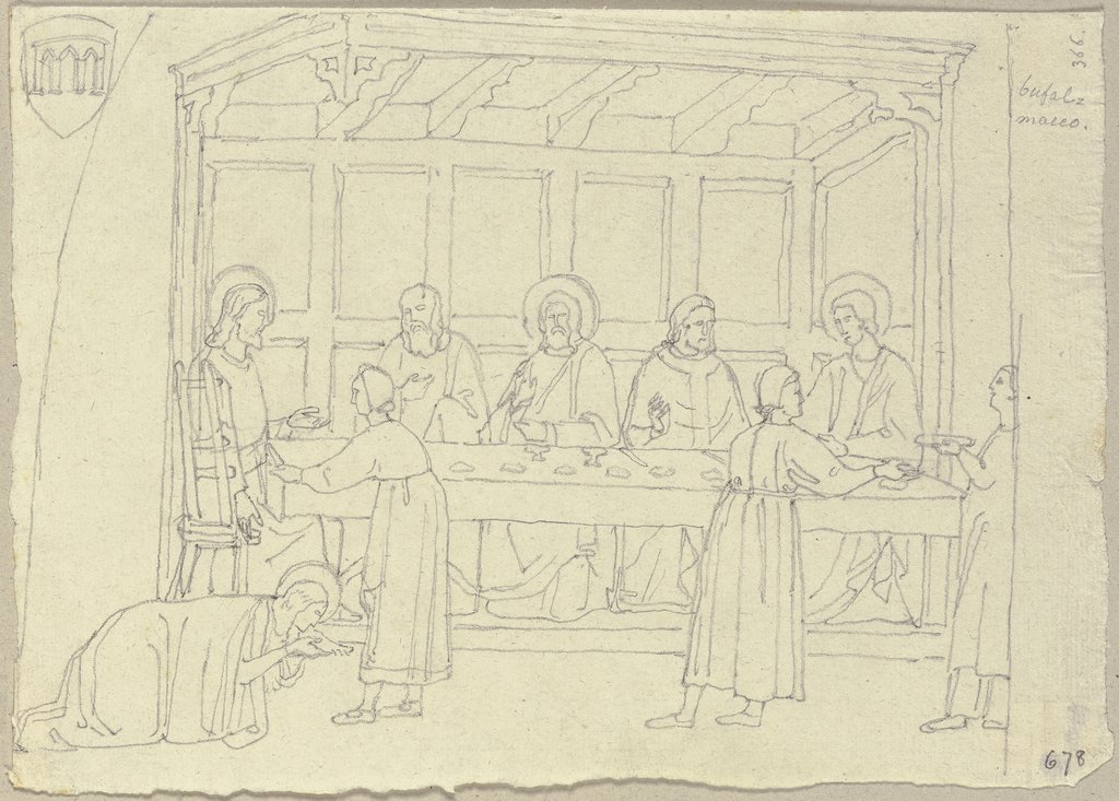 Maria Magdalena salbt Jesus Christus die Füße, Johann Anton Ramboux, after Buonamico Buffalmacco