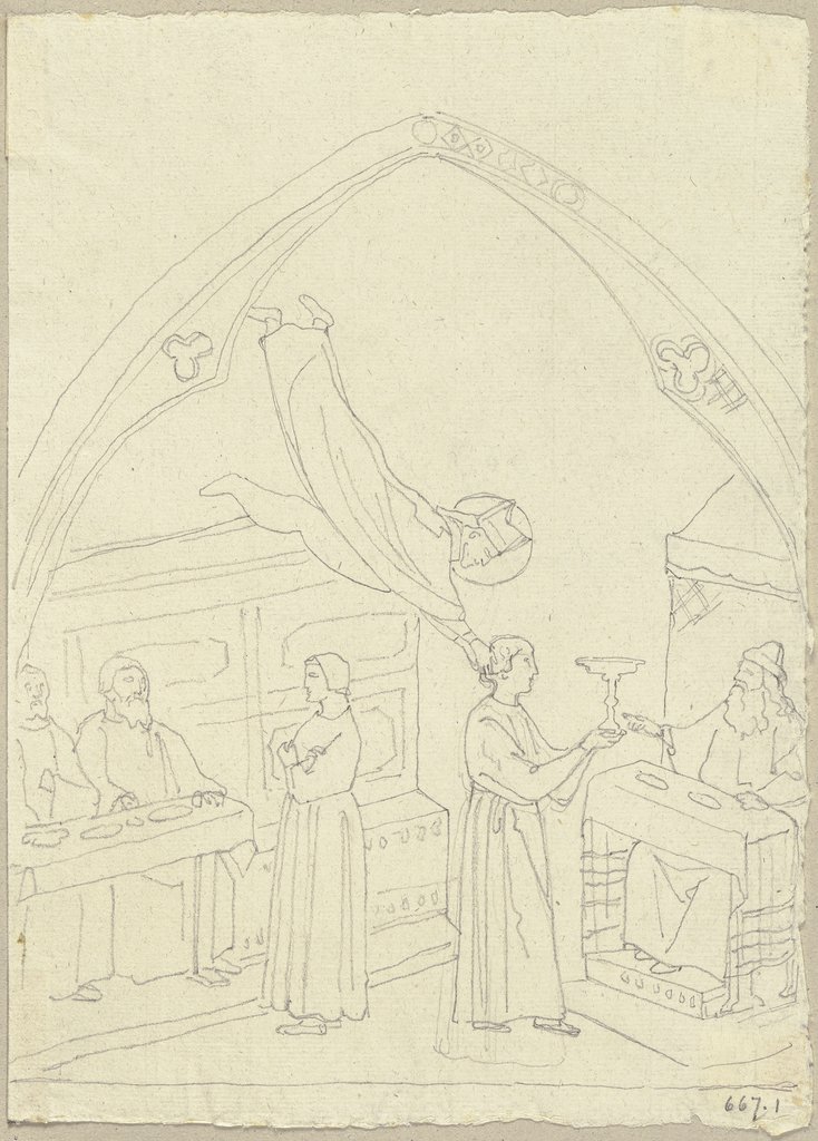 Geschichte des heiligen Nikolaus in der Kapelle des Heiligen in S. Francesco zu Assisi, Johann Anton Ramboux, after Stefano Fiorentino