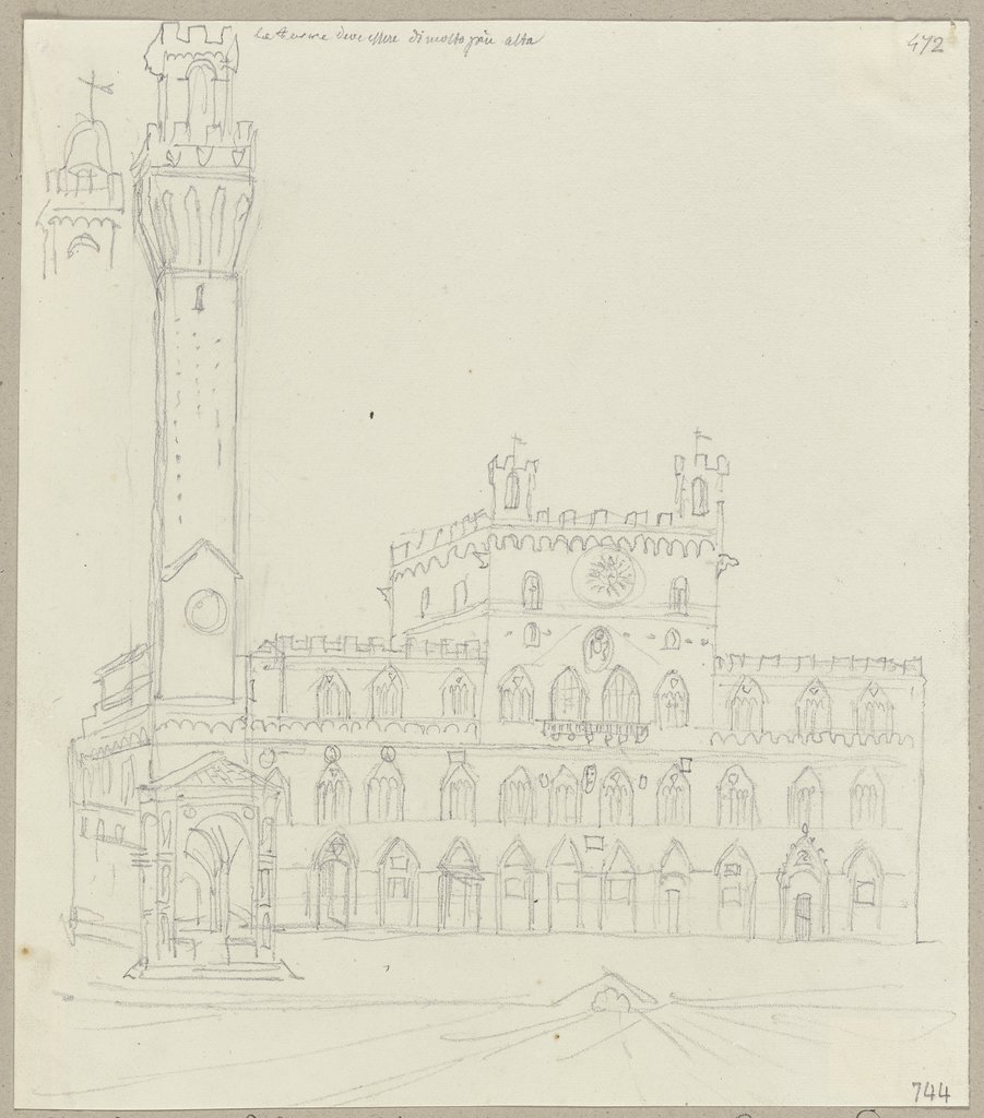 Ansicht des Palazzo Pubblico in Siena, Johann Anton Ramboux