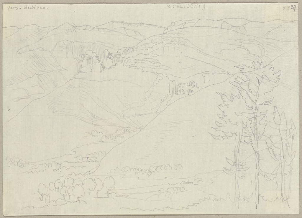Blick in die Landschaft um Subiaco, Johann Anton Ramboux