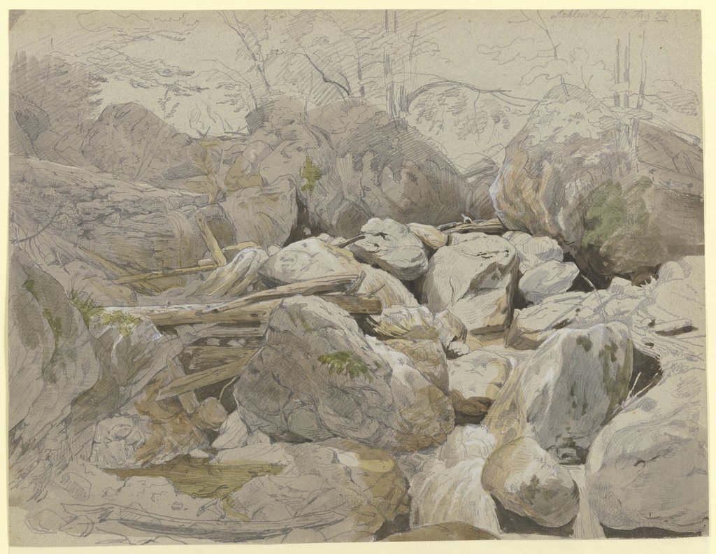 Wasserfall zwischen Felsblöcken, Carl Morgenstern