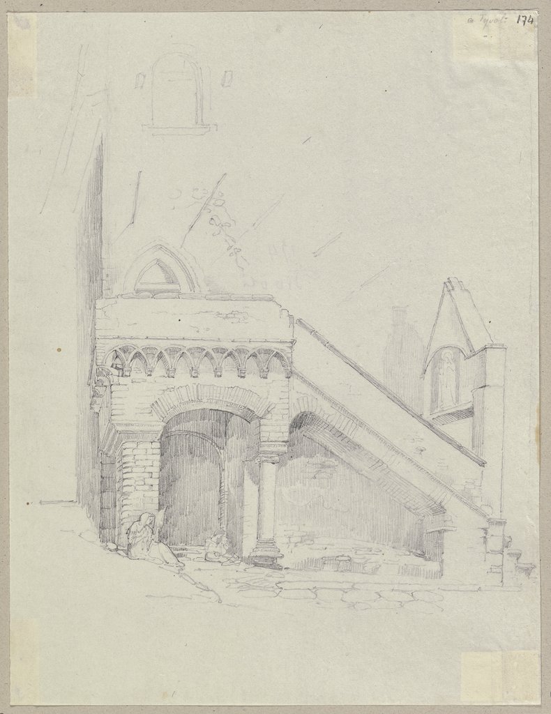 Eine Treppe eines Hauses in Tivoli, Johann Anton Ramboux