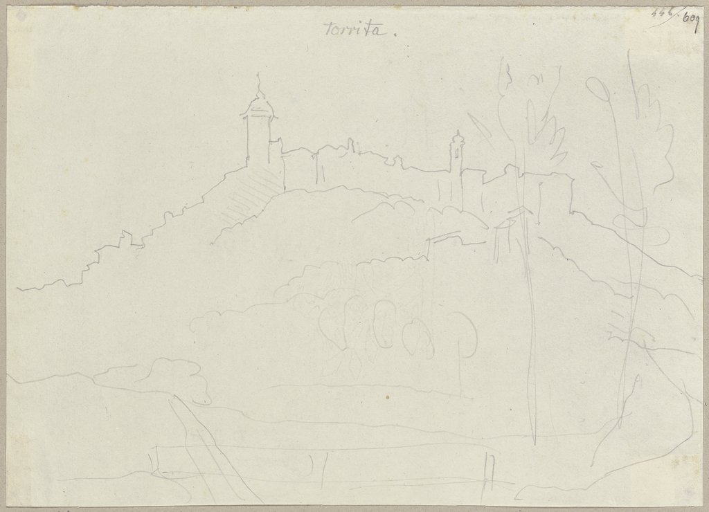 Der Blick auf Torrita di Siena (wo die Maler Fra Jacomo und Mino herstammen könnten), Johann Anton Ramboux