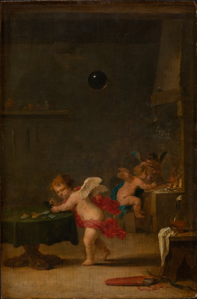 Amoretten in einer Alchemistenwerkstatt, David Teniers d. J.