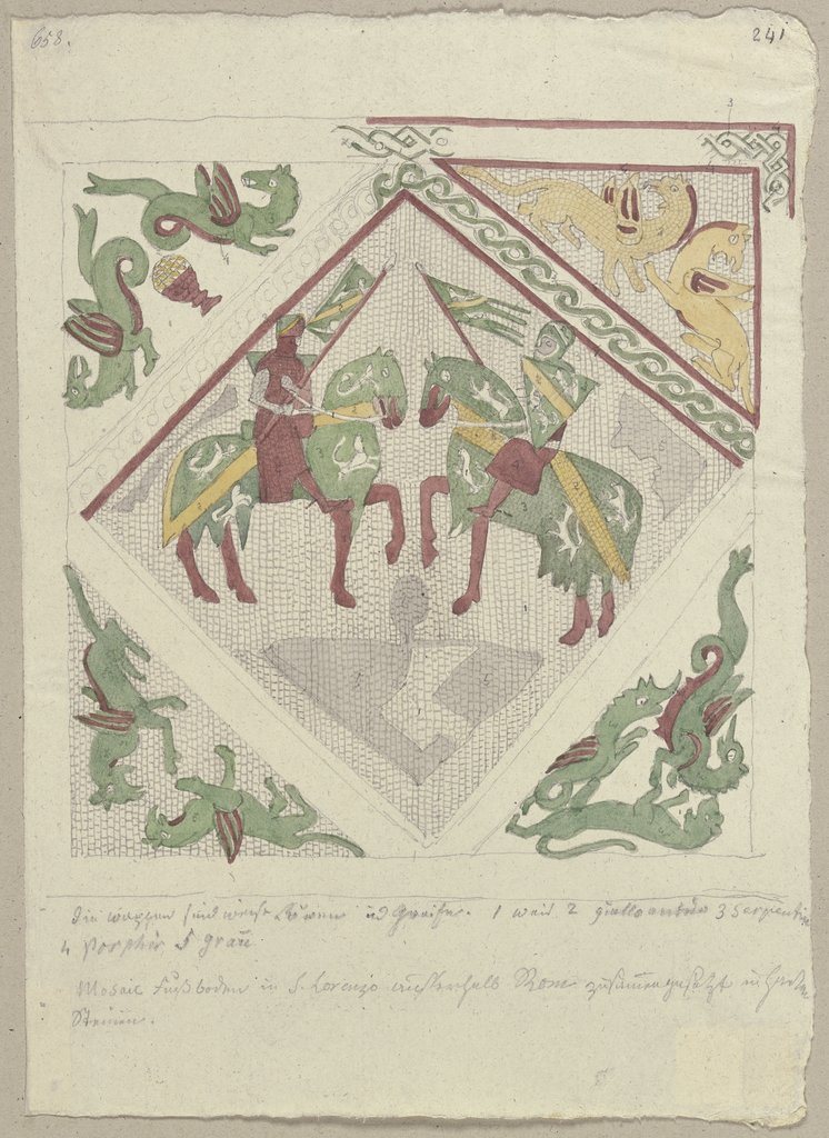 Der Mosaikboden im Hauptschiff von San Lorenzo fuori le mura in Rom (?), Johann Anton Ramboux
