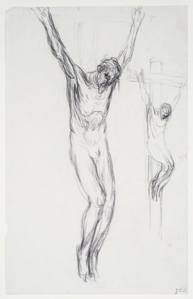 Studienblatt: Christus am Kreuz, Jean François Millet;   attributed