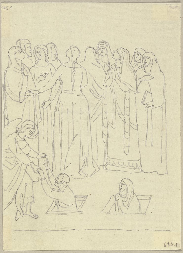 Aus dem Jüngsten Gericht in der Strozzi-Kapelle in Santa Maria Novella in Florenz, Johann Anton Ramboux, nach Nardo di Cione