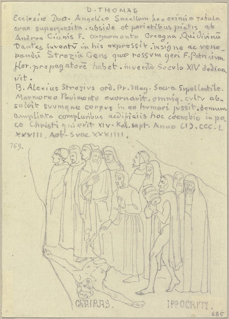 Die Hypokriten aus dem Jüngsten Gericht in der Strozzi-Kapelle in Santa Maria Novella in Florenz, Johann Anton Ramboux, nach Nardo di Cione