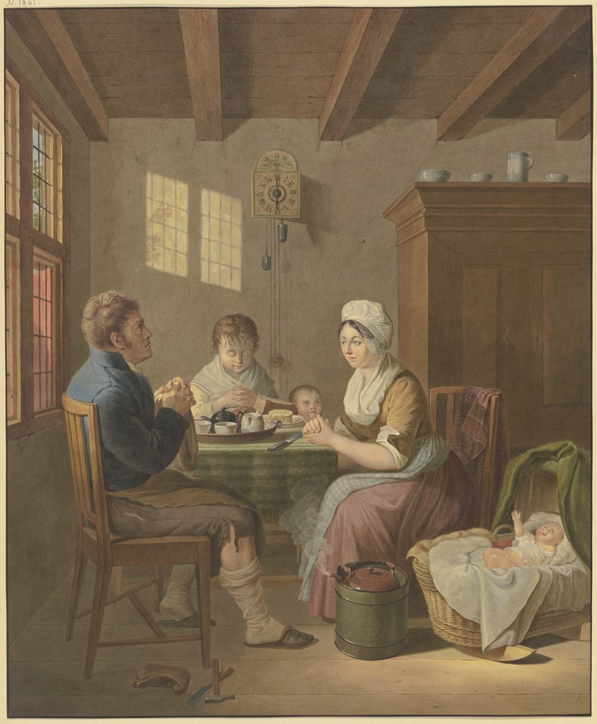A family saying grace, Johann Friedrich Morgenstern