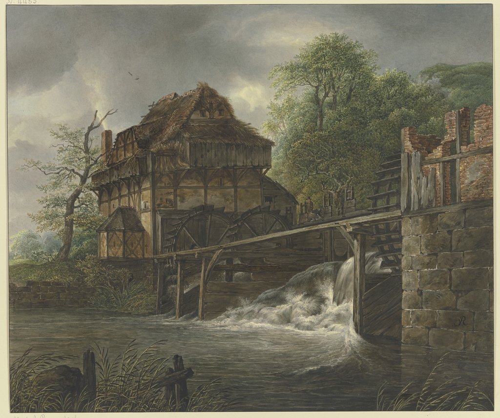 Water mill, Johann Friedrich Morgenstern, after Jacob Isaacksz. van Ruisdael