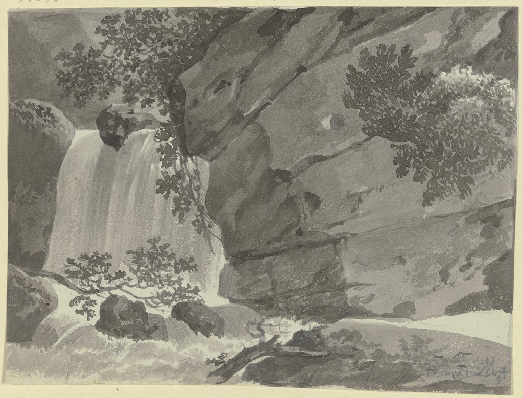Felsschlucht mit Wasserfall, Johann Friedrich Morgenstern