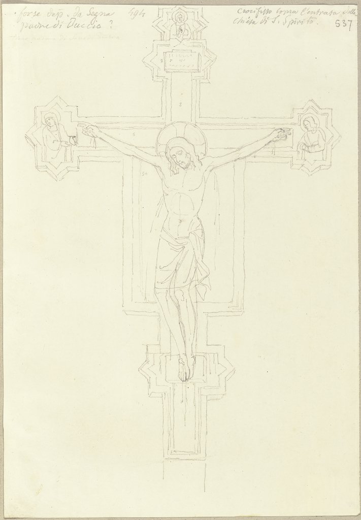 Nach einem Kruzifix aus Holz, über dem Eingang in Santo Spirito zu Siena, von Segna, dem Vater Duccios (?), Johann Anton Ramboux, nach Duccio di Buoninsegna