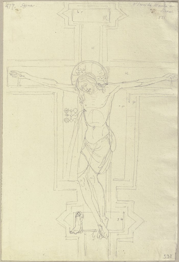 Nach einem Kruzifix aus Holz, in der Servitenkriche zu Siena, von Segna, dem Vater Duccios (?), Johann Anton Ramboux, nach Duccio di Buoninsegna