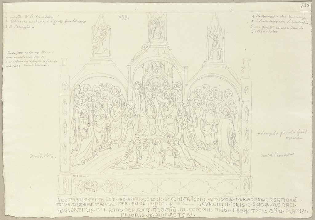 Krönung Marias, nach einer Altartafel in einer Pfarrei bei Certaldo, Johann Anton Ramboux, after Lorenzo Monaco