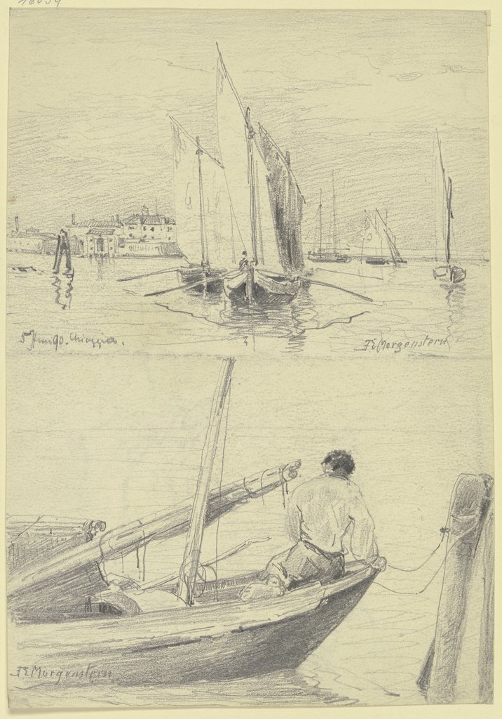 Studienblatt: Fischerboote bei Chioggia, Ernst Morgenstern
