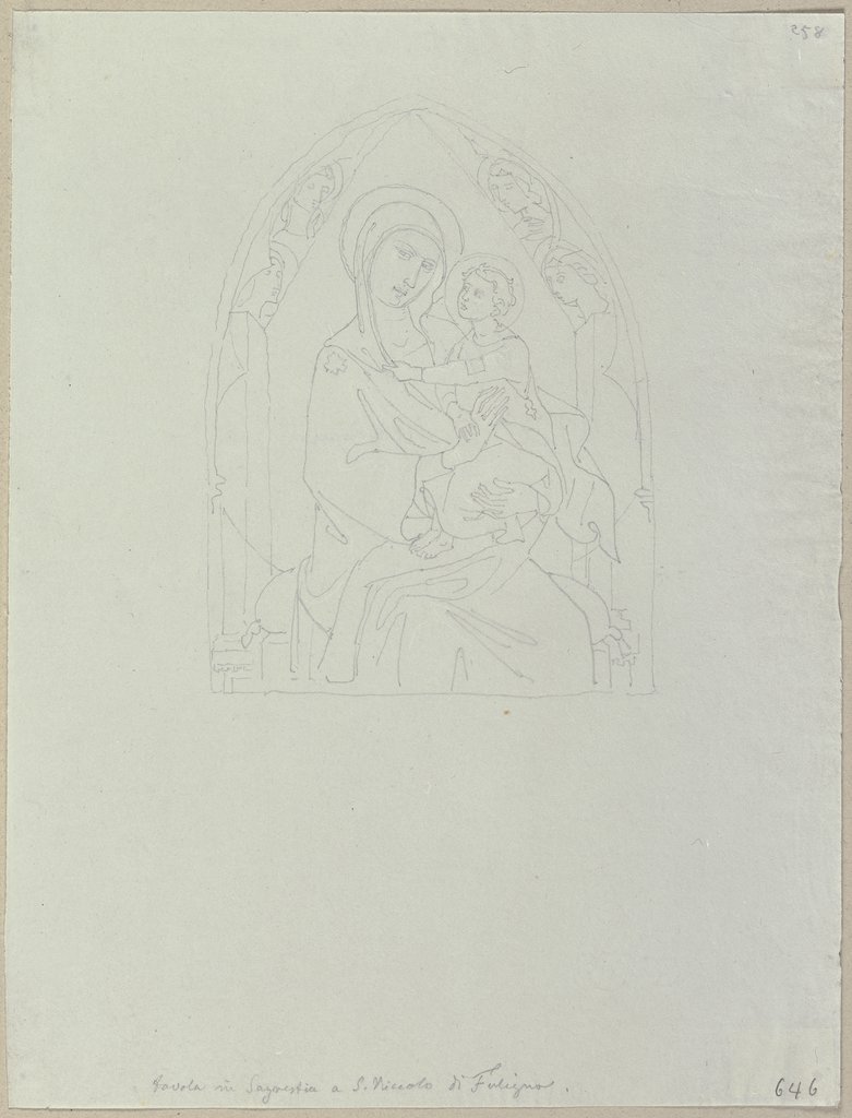Maria mit Jesuskind, nach einer Tafel in der Sakristei von San Nicolò in Foligno, Johann Anton Ramboux, nach Lippo Memmi;  Umkreis
