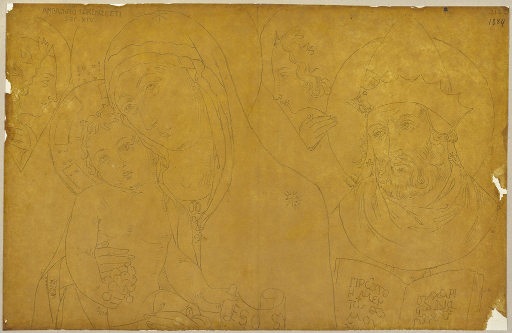 Maria mit dem Jesusknaben sowie ein Heiliger nach einem Temperagemälde, Johann Anton Ramboux