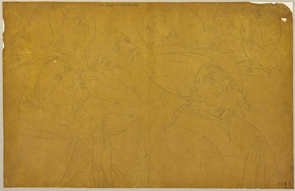 Köpfe von Heiligen und Mönchen, Johann Anton Ramboux, after Ambrogio Lorenzetti